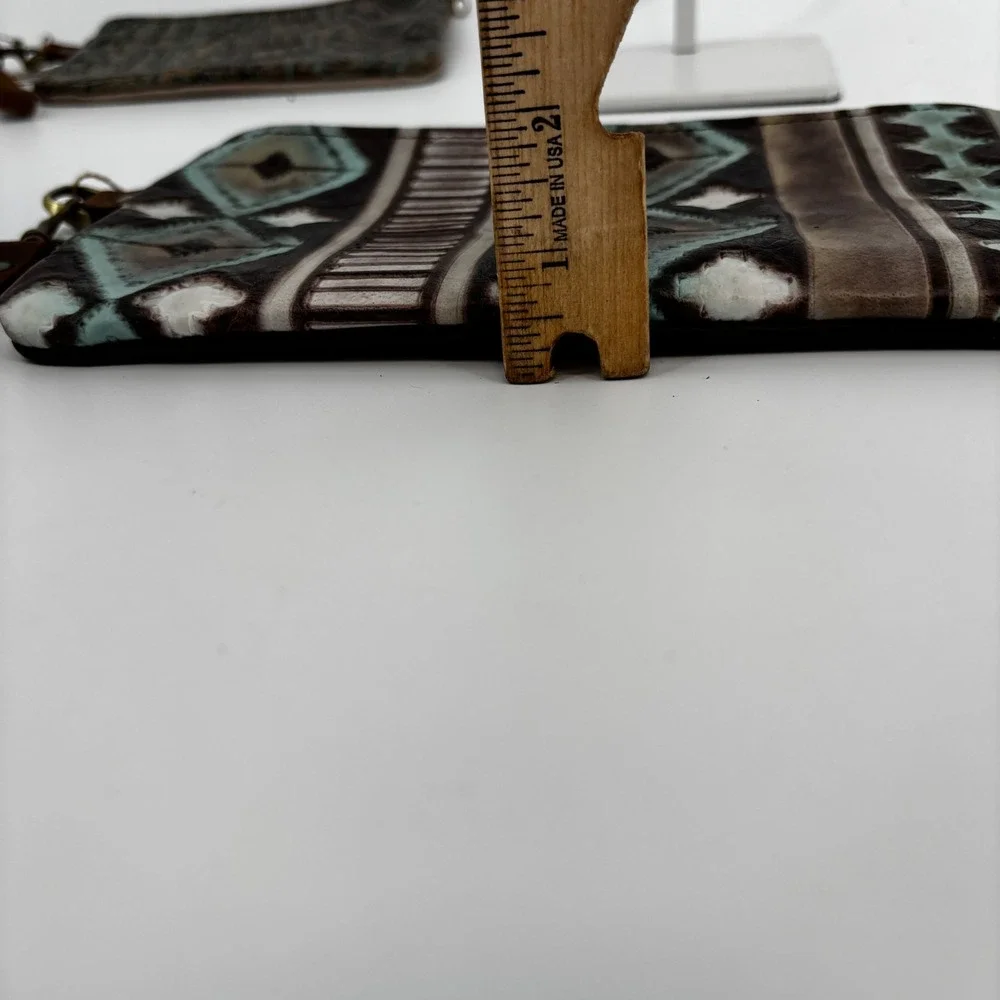 Hide Junkie Wristlet Pouch Women OS Brown Aztec Turquoise Leather Made in USA